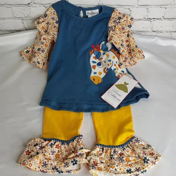 'RARE EDITIONS' TOP & PANTS GIRAFFE OUTFIT 2-PIECE SET